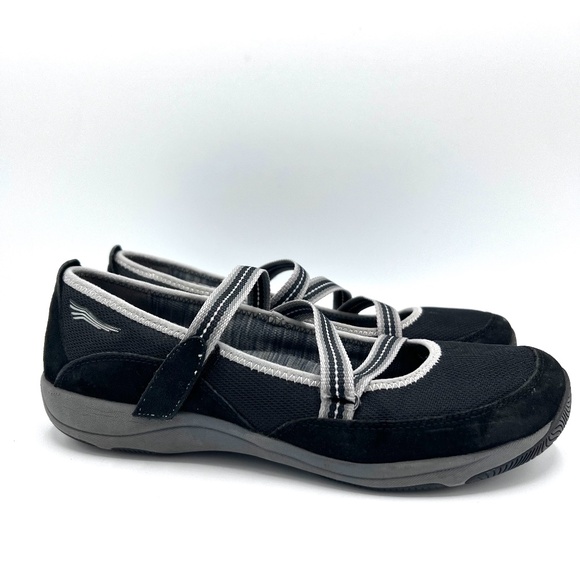 Dansko Hazel Black Mary Jane Suede Mesh Comfort Shoes Size 39 - Picture 3 of 13
